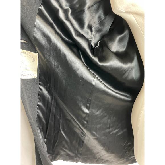 Vintage 1950s Black Cashmere Wool Coat Silver Gray Mink Fur Collar Rare Small/M - Picture 9 of 10